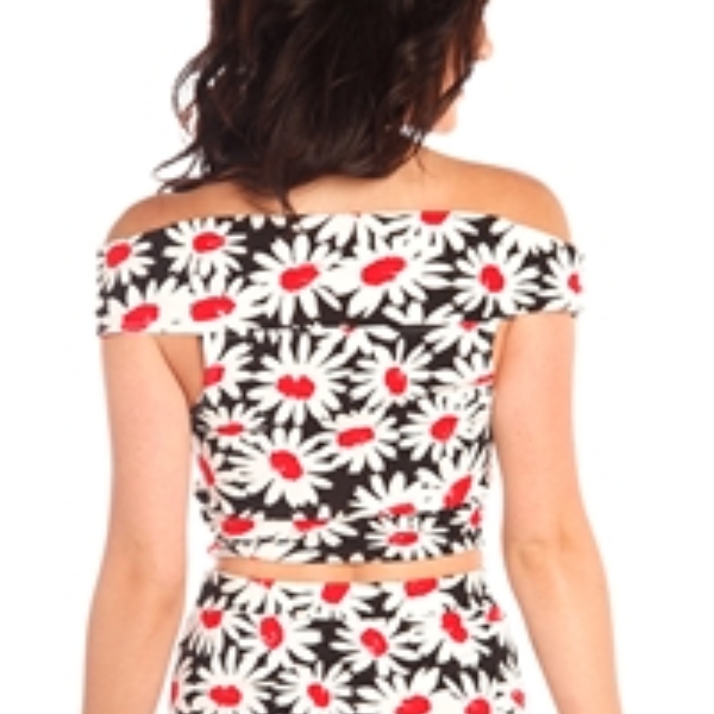 CROPPED TOP TOPS DAISY PRINT FLORAL - Picture 2 of 3